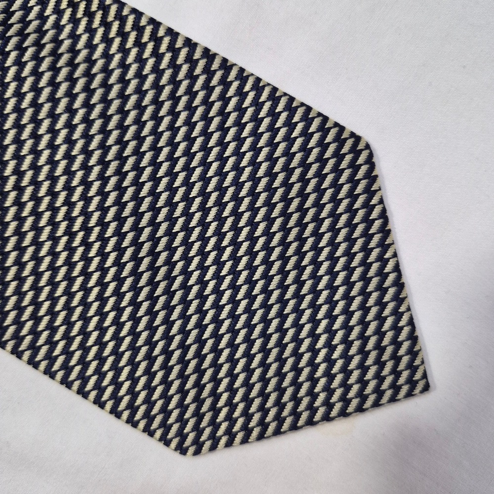 Vintage Polo Ralph Lauren Tie Mens Blue Gold Geometric Silk Luxury Designer USA - Picture 7 of 8